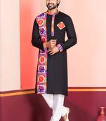 Black Embroidered Faux Rayon navratri special kurta set