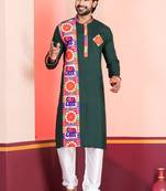 Green Embroidered Faux Rayon navratri special kurta set