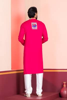 Pink Embroidered Faux Rayon navratri special kurta set 4