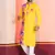 Yellow Embroidered Faux Rayon navratri special kurta set