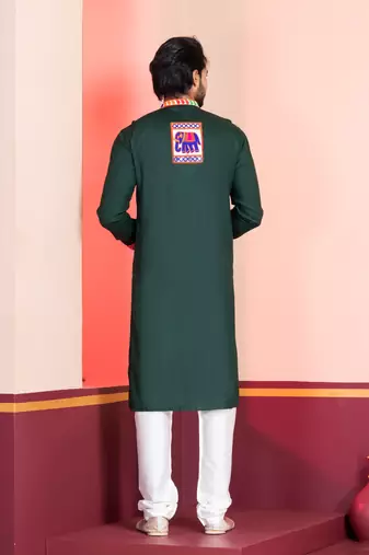 Green Embroidered Faux Rayon navratri special kurta set