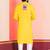 Yellow Embroidered Faux Rayon navratri special kurta set