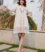 Tiara merino white embroidered cotton short dresses