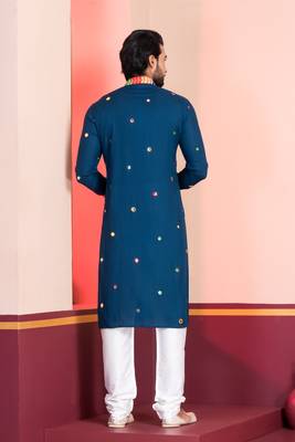 Blue Embroidered Faux Rayon navratri special kurta pyjama 4