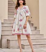 Tiara daisy white embroidered cotton short dresses