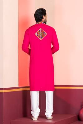 Pink Faux Rayon Embroidered navratri collection kurta set 4