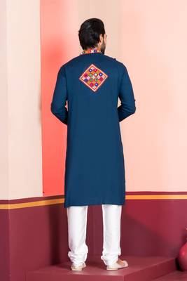 Blue Faux Rayon Embroidered navratri collection kurta set 4