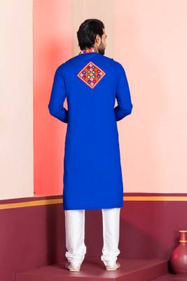 Blue Faux Rayon Embroidered navratri collection kurta set 4