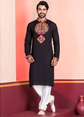 Black Faux Rayon Embroidered navratri collection kurta set 1