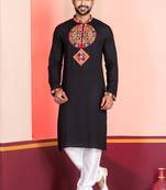 Black Faux Rayon Embroidered navratri collection kurta set