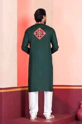Green Faux Rayon Embroidered navratri collection kurta set 4