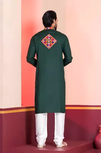 Green Faux Rayon Embroidered navratri collection kurta set