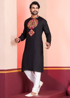 Black Faux Rayon Embroidered navratri collection kurta set 2