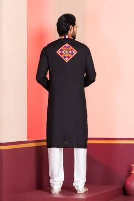 Black Faux Rayon Embroidered navratri collection kurta set 4