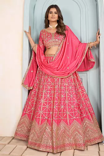 BABY PINK sequin EMBROIDERED LEHENGA CHOLI