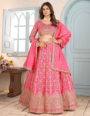 BABY PINK sequin EMBROIDERED LEHENGA CHOLI 2
