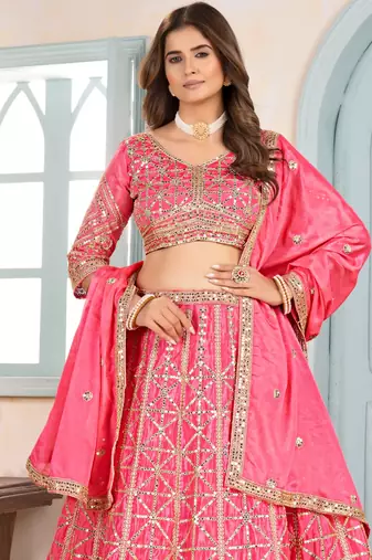 BABY PINK sequin EMBROIDERED LEHENGA CHOLI