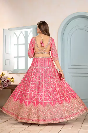 BABY PINK sequin EMBROIDERED LEHENGA CHOLI