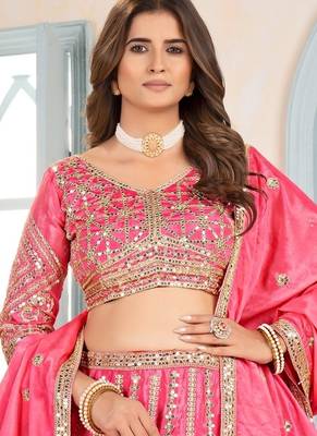 BABY PINK sequin EMBROIDERED LEHENGA CHOLI 5