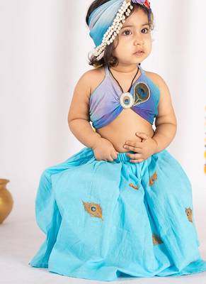 Blue embroidered cotton lehenga 2