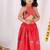 Red embroidered cotton lehenga