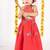 Red embroidered cotton lehenga