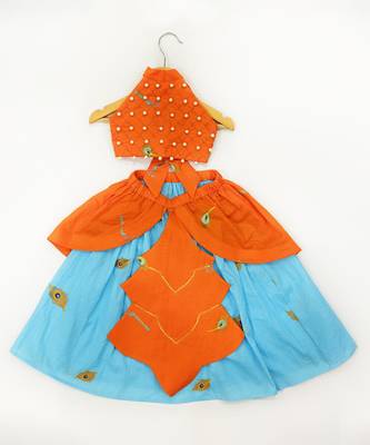 Orange embroidered cotton lehenga 2