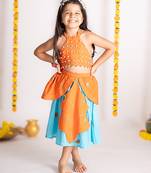 Orange embroidered cotton lehenga