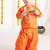Orange plain cotton dhoti kurta set