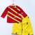 Red & yellow embroidered cotton dhoti kurta set