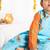 Blue & orange plain cotton dhoti kurta set