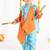 Blue & orange plain cotton dhoti kurta set