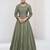 Green embroidered vichitra silk free size stitched anarkali salwar suit