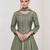 Green embroidered vichitra silk free size stitched anarkali salwar suit