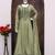 Green embroidered vichitra silk free size stitched anarkali salwar suit