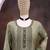 Green embroidered vichitra silk free size stitched anarkali salwar suit