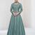 Sky embroidered vichitra silk free size stitched anarkali salwar suit