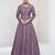 Purple embroidered vichitra silk free size stitched anarkali salwar suit