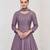 Purple embroidered vichitra silk free size stitched anarkali salwar suit
