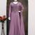 Purple embroidered vichitra silk free size stitched anarkali salwar suit