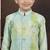Green pure silk sherwani with silk dupion pajama for kids