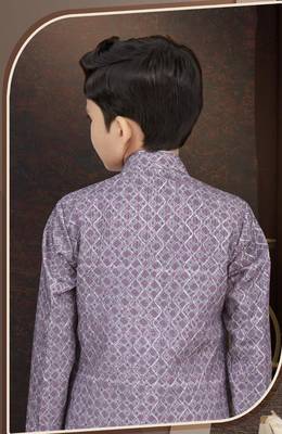 Purple jackard sherwani with silk dupion pajama for kids 3