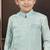 Green kasak zari jackard sherwani with silk dupion pajama for kids