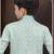 Green kasak zari jackard sherwani with silk dupion pajama for kids