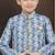 Blue jackard sherwani with silk dupion pajama for kids