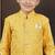Yellow champion silk sherwani with silk dupion pajama for kids