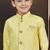 Yellow art silk sherwani with silk dupion pajama for kids