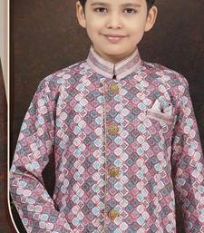 Multcolor jackard sherwani with silk dupion pajama for kids
