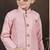 Pink art silk sherwani with silk dupion pajama for kids