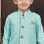 Green art silk sherwani with silk dupion pajama for kids